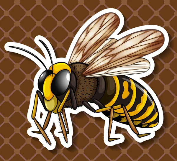 Bee vliegen op bruine achtergrond — Stockvector