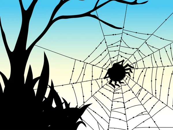 Silhouette araignée sur toile — Image vectorielle