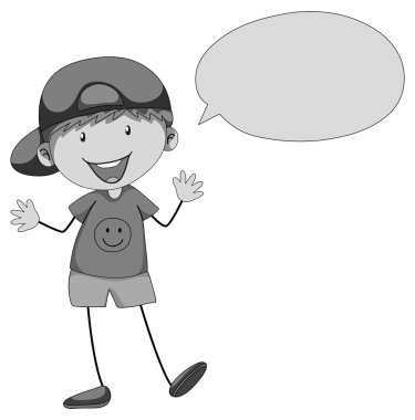 Kabarcık konuşma ile küçük çocuk