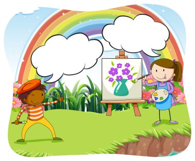 Parkta tuval üzerine resim sanatçıları