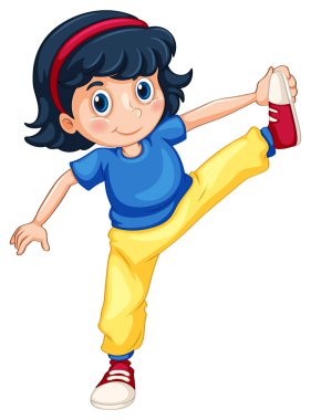 Kız tek başına egzersiz yapıyor