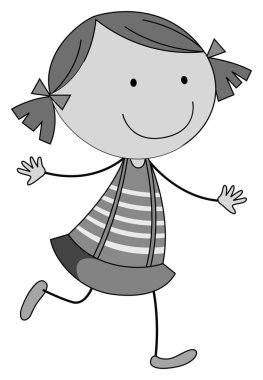 Siyah beyaz sevimli mutlu kız