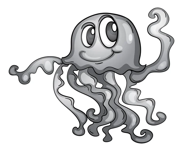 Jelly fish smiling in black and white — Stock Vector