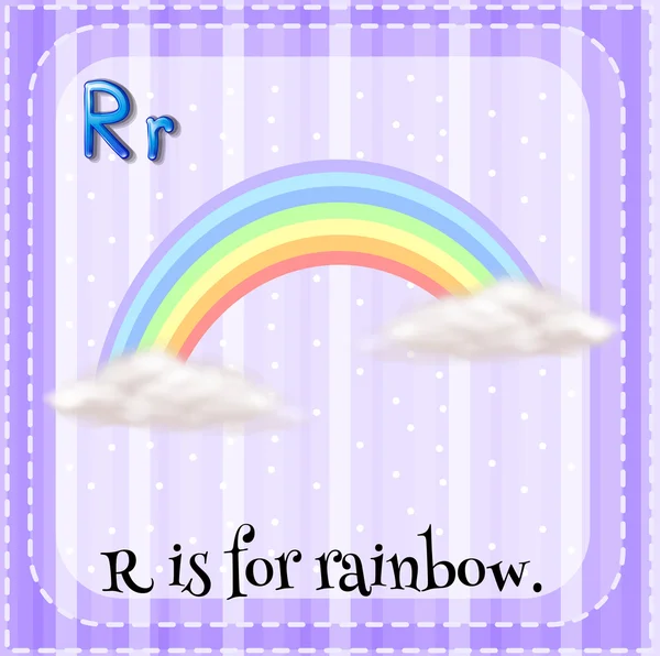 Flashcard de R é para arco-íris — Vetor de Stock