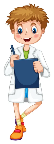 Boy in laboratory coat — Stock Vector