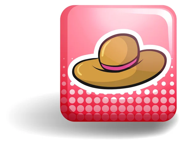 Insignia rosa con sombrero marrón — Vector de stock