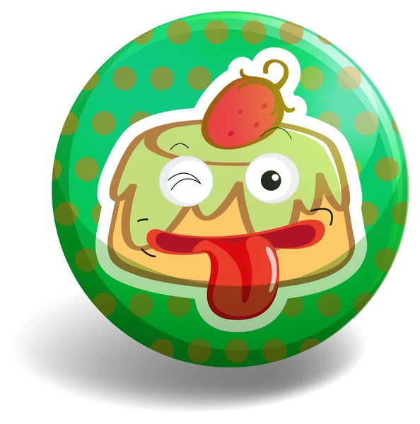 Badge vert avec gâteau drôle — Image vectorielle