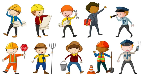 Man in different costume of occupations — Stock Vector