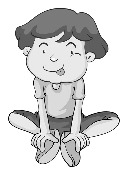 Boy sitting with tongue out — Stock Vector