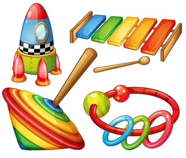 Ensemble de jouets en bois coloré — Image vectorielle