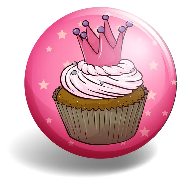 Cupcake on round badge — Stock Vector