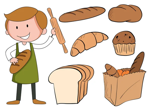 Flashcard Baker med bröd — Stock vektor