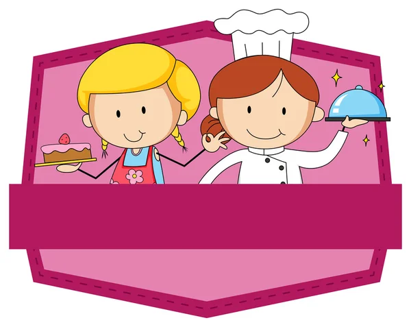 面包师和厨师的粉红色徽章 — 图库矢量图片