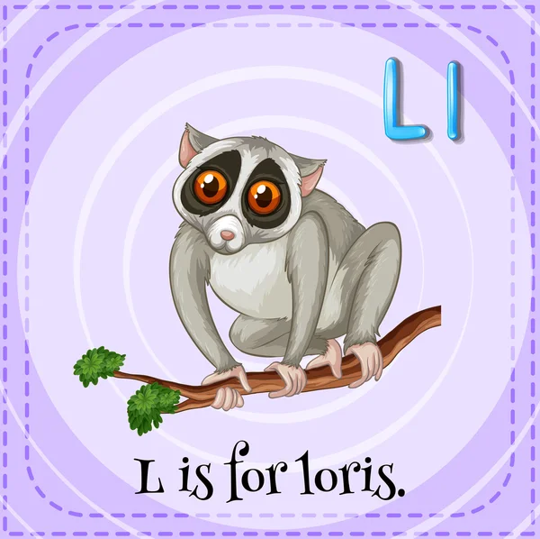 Flashcard L is for loris — Stock Vector