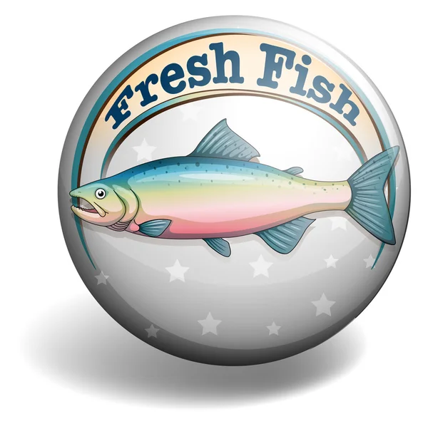 Circular badge of fresh fish — Stock Vector