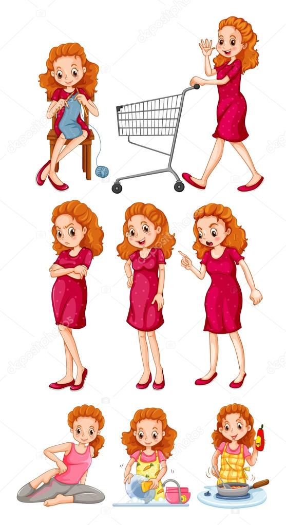 Woman doing different activities