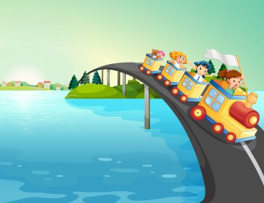 Çocuklar tren köprüden sürme