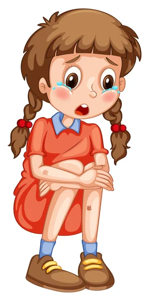 Little girl with bruises crying — Stock Vector