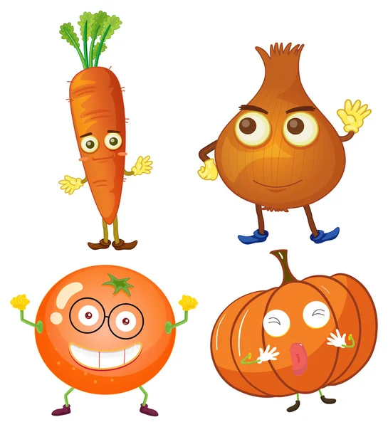 Verduras con cara feliz — Vector de stock