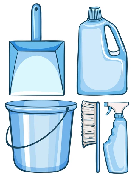 Set di pulizia in colore blu — Vettoriale Stock