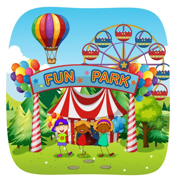 Children having fun at fun park — Stock Vector