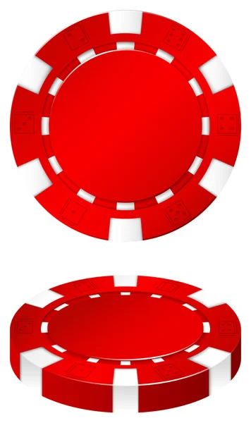 Chip de casino vermelho no branco — Vetor de Stock