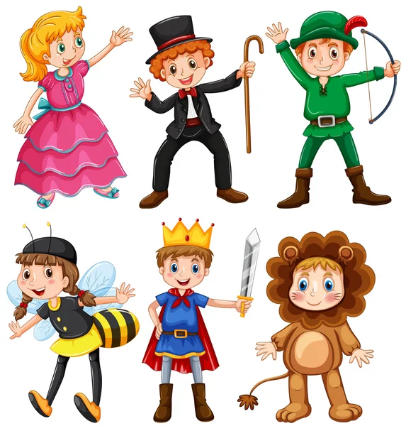 Boys and girls in fancy costumes — Stock Vector