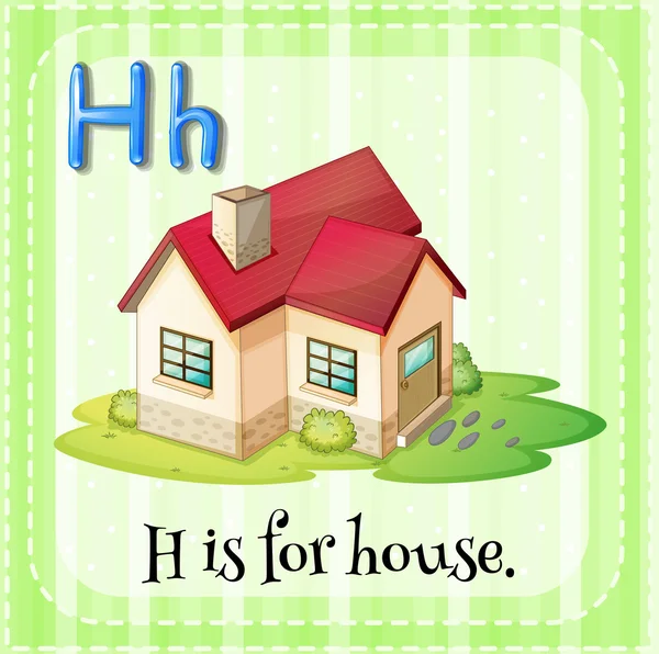 Flashcard letter H is for house — Stock Vector