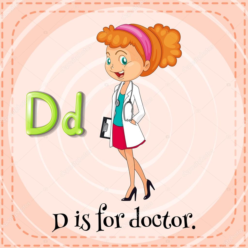 Flashcard letter D is for doctor