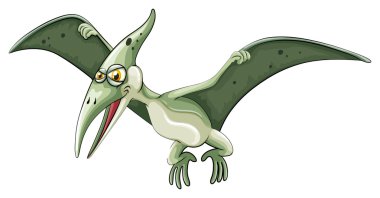 Beyaz üzerinde uçan dinozor