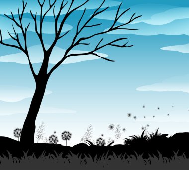 Siluet alan mavi gökyüzü ile