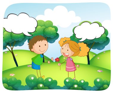 Erkek ve kız parkta gündüz