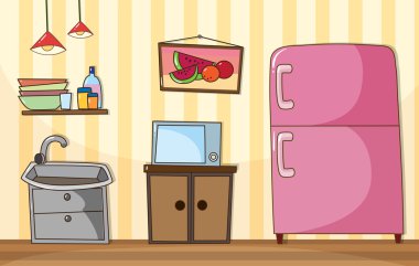 Kitchen room with full furnished clipart