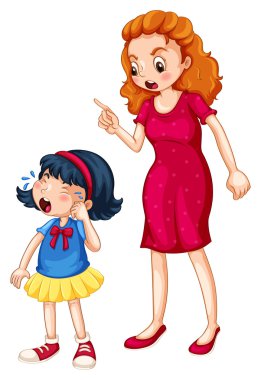 Öfkeli anne ağlayan kız bağırarak