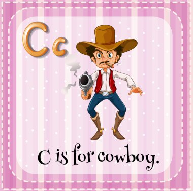 Flashcard C kovboy için harftir
