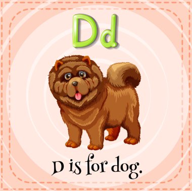 Flashcard D köpek için harftir