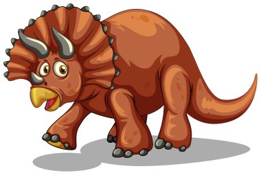 Beyaz üzerine boynuzlu dinozor