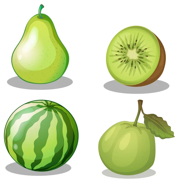 Fresh fruits in green — Stock Vector