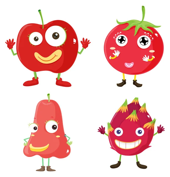 Fresh fruits in red — Stock Vector