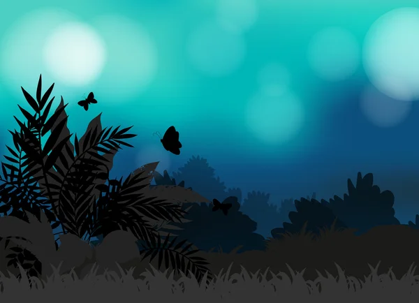 Champ de silhouette des papillons volants — Image vectorielle