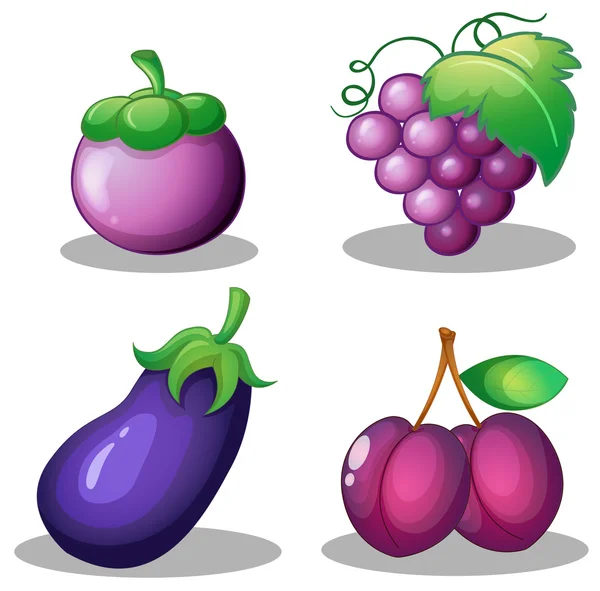 Frutas y hortalizas en púrpura — Vector de stock