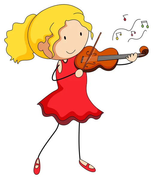 Girl in red dress playing violin — Stock Vector