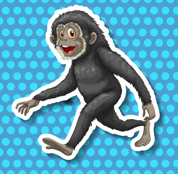 Черная обезьяна ходит и улыбается — стоковый вектор