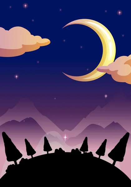 Silhouette scène de nature la nuit — Image vectorielle
