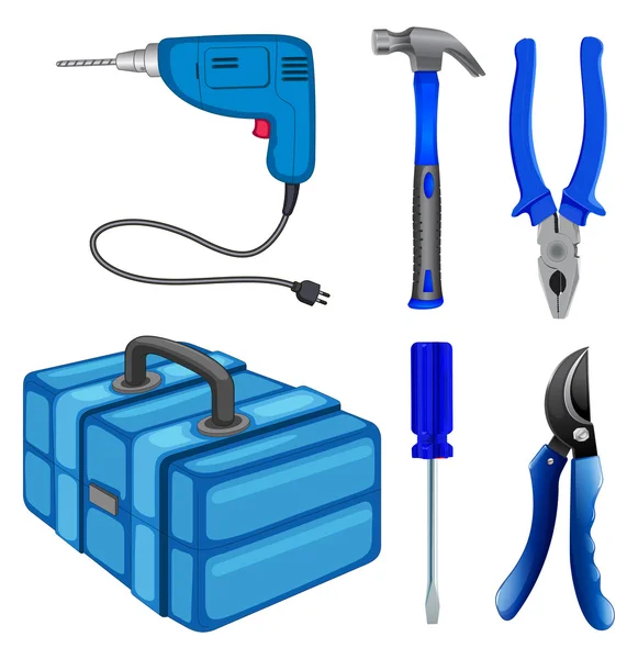 Ferramentas de construção e caixa —  Vetores de Stock