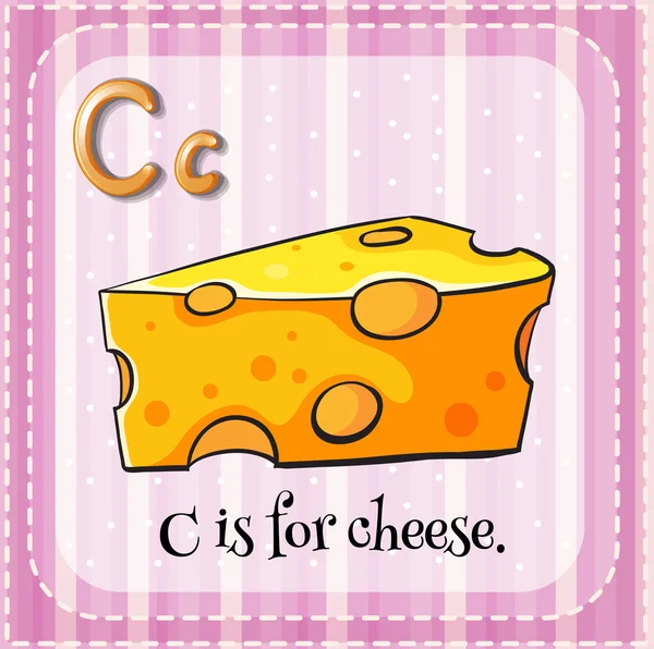 La letra C de Flashcard es para queso — Vector de stock