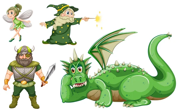 Персонажи сказок в зелёном — стоковый вектор
