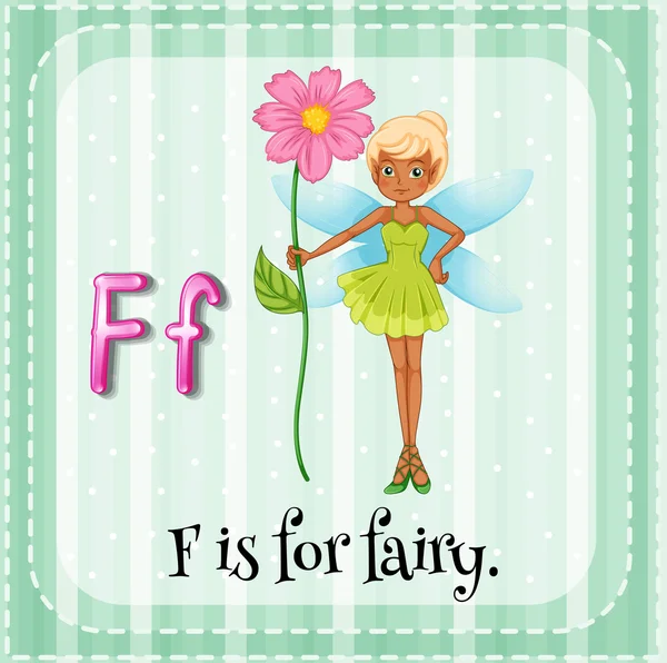 Flashcard brief F is voor fairy — Stockvector