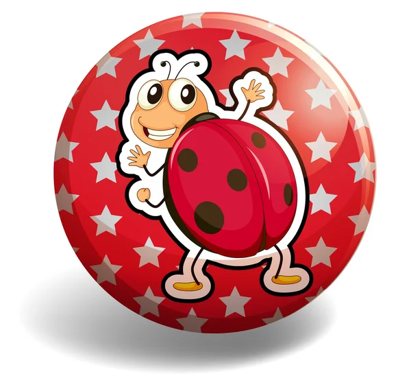 Red ladybug on round badge — Stock Vector