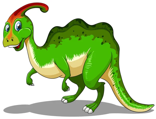 白地に緑の恐竜立って — ストックベクタ